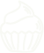 icono lineal blanco de una magdalena